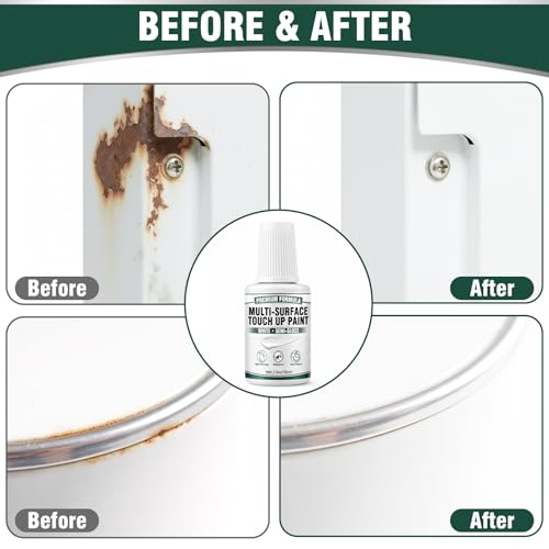 White Touch Up Paint Pen - Multi Surface White Paint for Cabinets, Furniture, Wall, Door, Metal, Wood & Enamel Appliance Scratch Repair - High Coverage, Quick Dry & Waterproof (1.5 Oz, Semi-Gloss)