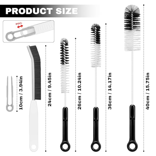 Bottle Cleaning Brush Set, 4pcs Flexible Long Handle Brushes for Bottles