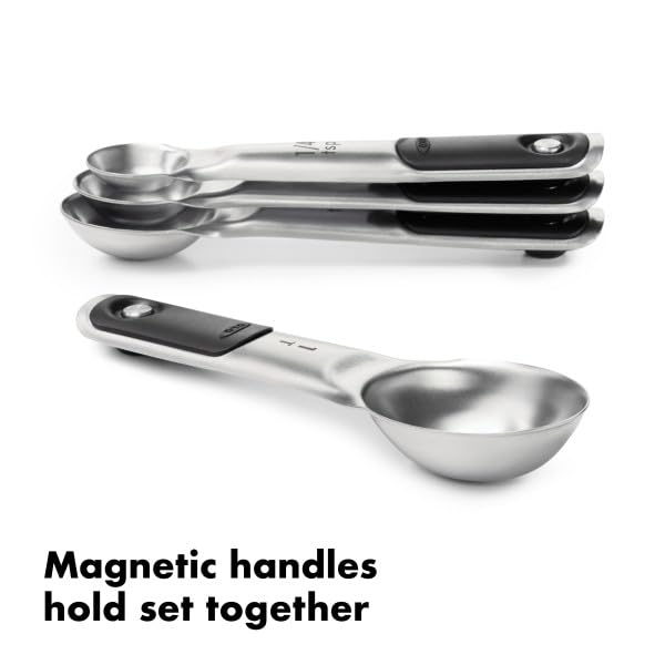 OXO Good Grips 4 Piece Stainless Steel Measuring Spoons with Magnetic Snaps - size: 4 count, style: Spoons