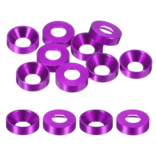 M METERXITY 10-Pack M8 Countersunk Finish Washers, Hole Dia 0.31"/8mm Alloy Aluminum Finish Cup Washer Screw Head Gasket for Industrial/Screw RC/Car/Motorcycle/Mechanical Parts [Purple] - color: Purple