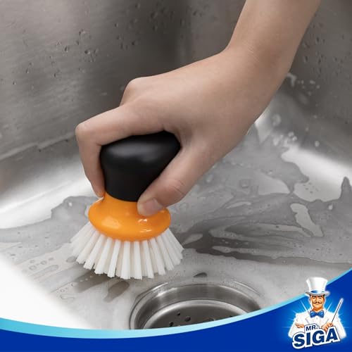 MR.SIGA Dish Scrub Brush, Palm Brush Dish Scrubber, Orange, Pack of 2 - color: Orange