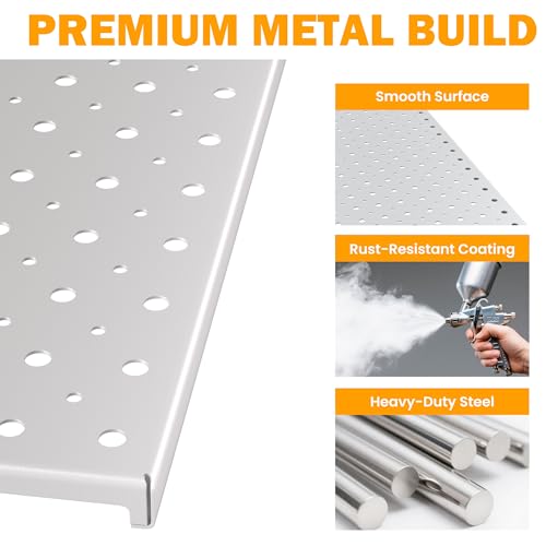 Pegboard Smith Metal Pegboard Panels, 16" x 12" Heavy-Duty Steel Wall Peg Boards for Garage Tool Storage, Pegboard Organizer System (Pack of 3, Gray) - color: Gray
