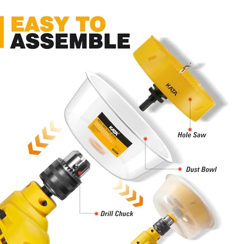 KATA 6.25" Hole Saw for Recessed Lights with Clear Soft Silicone Dust Bowl | 6-1/4 In Hole Cutter for Cleaner Ceiling and Drywall Openings When Installing Recessed Lights, Can Lights, Speakers and Vents - color: 6-1/4 Inch