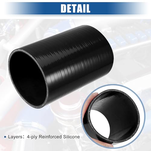 uxcell 4-Ply 4" ID 6" Length Reinforced Silicone Reducer Hose Black - size: 4" ID