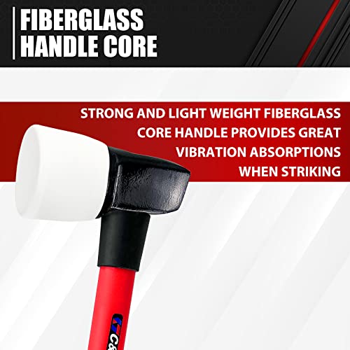 C&T White Rubber Flooring Mallet with Replaceable Head,Non-Marring Head, Fiberglass Handle, 1 Replacement head - style: Fiberglass+1 Replacement head
