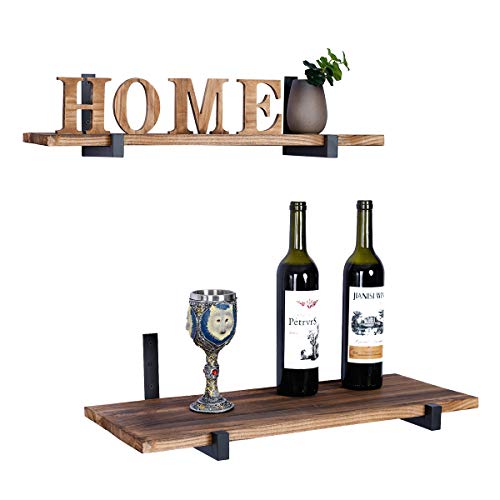OVOV 6 Pack Heavy Duty Shelf Brackets Wall Mounted Industrial Farmhouse Floating Shelf Brackets with Lip (Black 12") - color: Black, size: 12 Inch