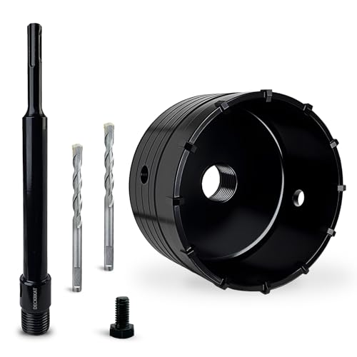 DECKRKAT 4" Concrete Hole Saw Kit,Electroplated Black Quenching Tech,Heavy-Duty Thickened Alloy Teeth,SDS Plus Shank & 2 Center Bits for Concrete,Brick,Stone. - size: (102mm)4"