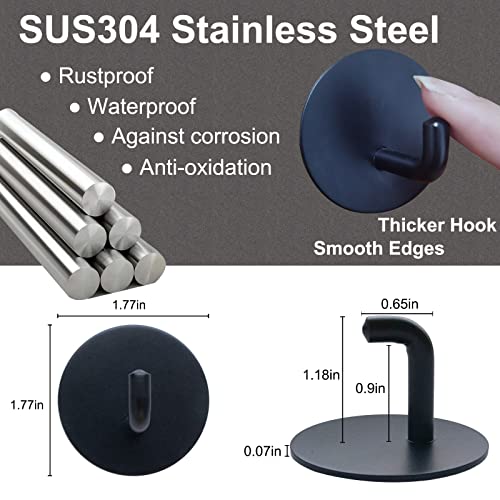 8-Pack Adhesive Wall Hooks for Bathroom Kitchen Towels Coats, Black - color: Black