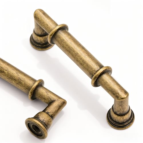 Asidrama 10 Pack 3 Inch(76mm) Brushed Antique Brass Kitchen Cabinet Handles, Cabinet Pulls Kitchen Cabinet Hardware for Cupboard Drawer Pulls 2281 - color: Antique Brass, size: 3" Hole Center