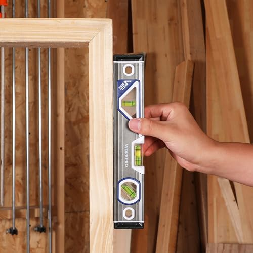 WORKPRO 10 Inch Small Torpedo Level, Aluminum Frame with V-Groove