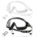 Aegend New Adult Wide View Swim Goggles, Anti-Fog/UV No Leak Swimming Goggles with Ear Plugs for Men & Women - color: Clear White & Clear Black