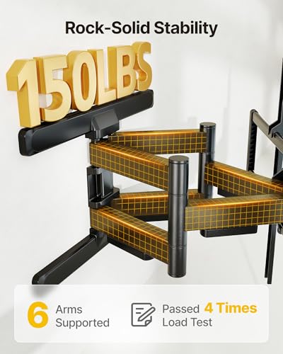 monTEK Pre-Assembled Full Motion TV Wall Mount for 43-100 Inch TVs - size: 43"-100" Full Motion