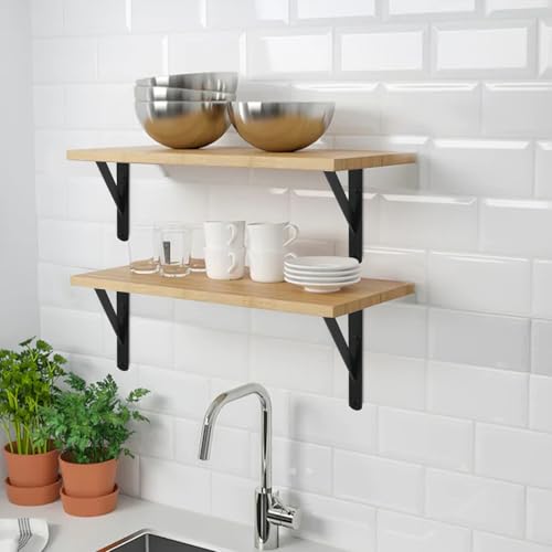 4 Pack L12 x H 8" Black Heavy Duty Shelf Brackets with Screws Metal Shelf Brackets Shelf Support Angle Brackets for Shelves L Brackets Heavy Duty Floating Shelf - size: 12''x8'', style: 4 Pack-Black