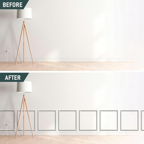 Melkus Peel and Stick Wall Molding Kit, 3 Sets 18“x20" Precut Wainscoting Panels, Self Adhesive Molding Trims for Interior Wall Décor - size: 3 Set/18"x20"