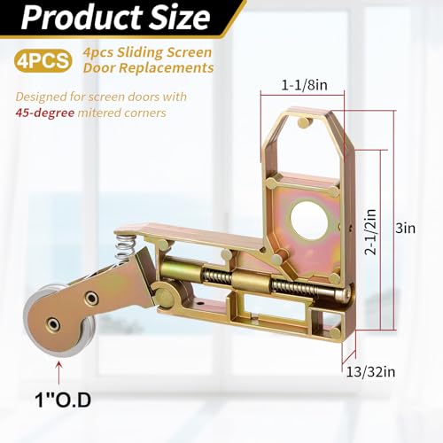 4 Pack Sliding Screen Door Rollers with 1" Diameter Concave