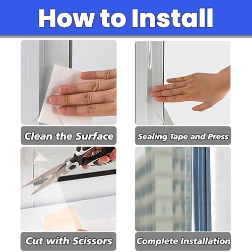 Window Weather Sealing Tape 2 Inch x 33 FT Weather Stripping Residue-Free Clear Window Draft Isolation Sealing Film Caulk Tape for Doors and Shower Glass Gaps Bathroom - size: 2in X 33 FT X 7.87Mils Thickness