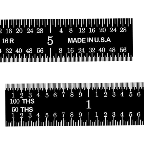 PEC Tools Flexible Metal Ruler Set (6"+18"), Premium Stainless Steel with Black Chrome Finish, 16R Graduation (1/32", 1/64", 1/50", 1/100"), Easy to Read Machinst Rule for Professionals, Made in USA - color: Black Chrome-Flexible, size: 6"+18"