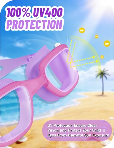 Vvinca Kids Swim Goggles, Swimming Goggles for Kids 3-14 Anti-Fog UV Protection No Leak Pool Glasses for Boys Girls - color: 04-pink &Purple