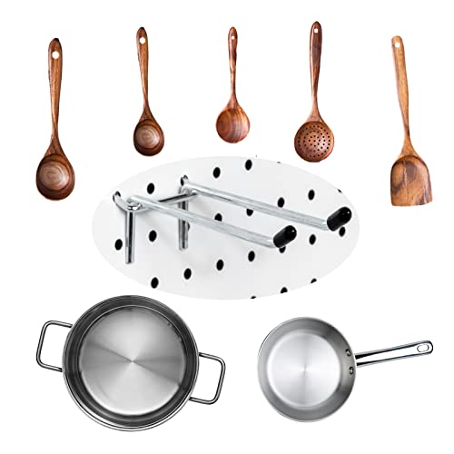 10 Pcs Pegboard Hooks, 6 Inch Peg Board Hooks, Pegboard Pegs Accessories with Rubber Tipped, Double Peg Hook Fit 1/4” Hole, Heavy Duty Tool Utility Hook for Hanging Tools, Bags and More