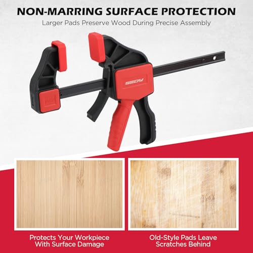3-Pack 6 Inch Bar Clamps for Woodworking with Clamp Connector, 6" Quick-Release Wood Clamps with 150 LBS Load Limit, Trigger Clamp Set, One-Handed Clamps/Spreader Ideal for Woodworking DIY Projects - style: 6" (3-Pack) | Extends to 12"+