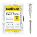 Qualihome Drywall Anchors with Screws – 200 Piece Set (100 Anchors + 100#8 x 1-1/4" Screws) | Self Drilling Drywall Anchors Heavy Duty | Wall Anchors for Drywall | Plastic Screw Anchor Kit - style: 100 Pack