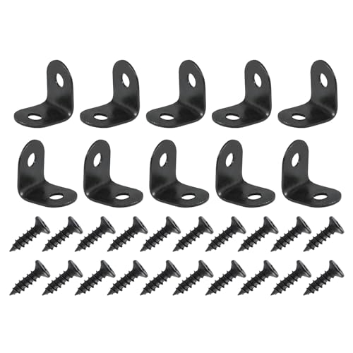 DTGN 0.47"x0.47"x0.35"(LxWxH) L Bracket Corner Braces -12Pack- Good for Mending Wooden Furniture - Metal Right Angle Brackets W/Screws - Black - size: 0.47"x0.47"x0.35"