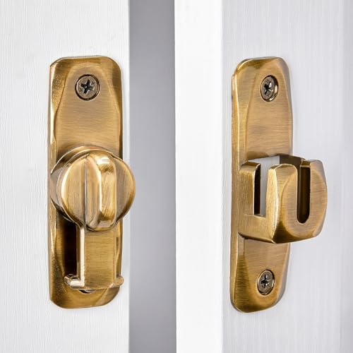 Brass Barn Door Latches,90/180 Degree Gate Lock_B - color: Brass