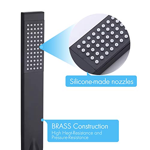 KES Brass Handheld Shower Head, Matte Black, Wall Mount, with Hose & Holder - color: Matte Black
