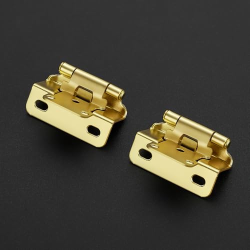 Ravinte Gold Semi-Overlay 1/2 inch Self-Closing Hinges, 10 Pack - color: Gold