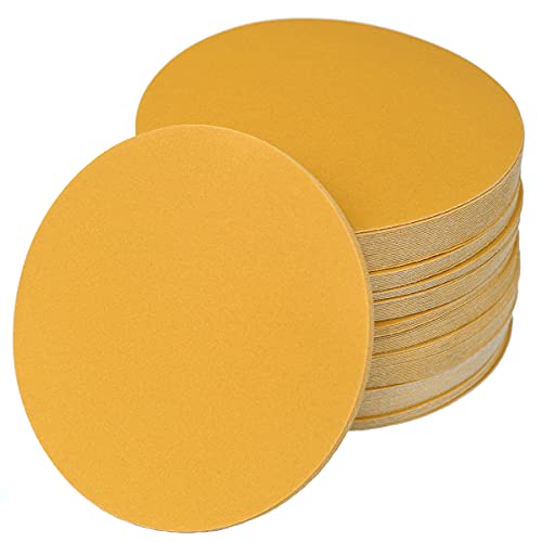 6-Inch No-Hole Hook and Loop Gold Sanding Discs 320-Grit, 100-Pack - size: 320 Grit
