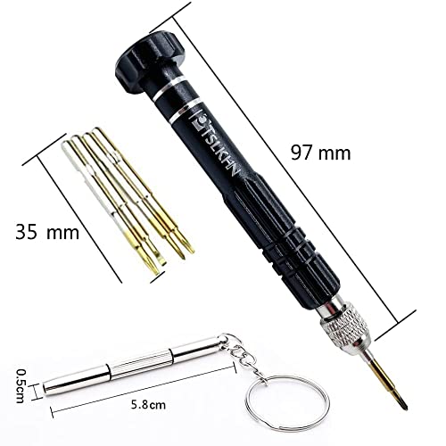 PTSLKHN Magnetic Screwdriver Kit, Black 5-in-1 Multifunctional Screwdriver | Magnetic, S2 Steel, For Eyeglass, Sunglasses, Electronics, Cellphone, Jewelry and More - color: Black