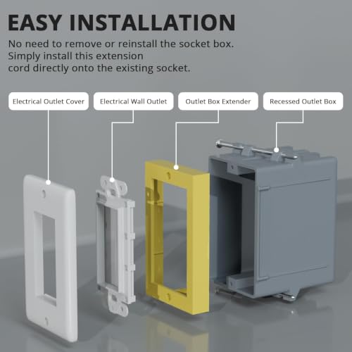 ABS 1/2 Inch Outlet Box Extender, Single Gang, Yellow, 8 Pack - color: Yellow, size: 8 PC