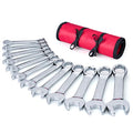 Premium Stubby Combination Wrench Set with Roll-up Pouch, 12-Piece, Metric, 8mm to 19mm, No Skipped Size | Cr-V Steel, Mirror Polished Finish | Short Length and Slim Body, Perfect for Confined Areas - size: Metric Set