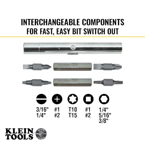 Klein Tools 80027 Screwdriver Set, 11-in-1 Multi-bit Screwdriver, 6-in-1 Stubby, Phillips, Slotted, Square, Torx Bits, 2-Piece - style: Screwdriver Kit
