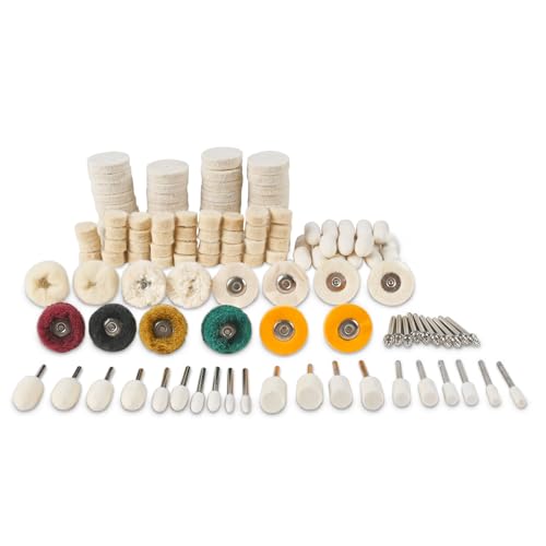 134PCS Polishing Buffing Wheel Polishing Kit,Polishing Wheel Rotary Tool with 1/8" Shank, Abrasive Wheel Buffing Polishing Wire Brushes Wool Felt Cotton Mounted Compatible with Dremel - color: 134PCS