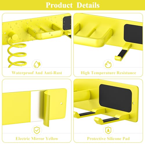 Tindbea Hair Dryer Holder Wall Mount Aluminum Alloy Hot Tools Organizer - color: Bright Yellow