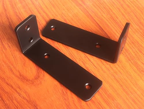 4 Pack - L 5" x H 2" x W1.5, 5mm Thick Black L Shelf Bracket, Iron Shelf Brackets, Metal Shelf Brackets, Floating Shelf, Shelf Supports with Screws - size: 5''x2'', style: Black 4 Pack