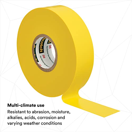 3M Scotch Vinyl Color Coding Electrical Tape 35, 3/4 in x 66 ft, Yellow - 10844-BA-10