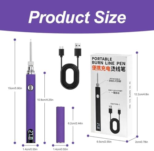 Rechargeable Wire Burning Kit, Digital Wire Burning Tool, Suitable for Bead Stringing, Leather Craftsmanship, Sewing, Weaving, Wax Carving, Wood Stamping, Pink - color: Pingk