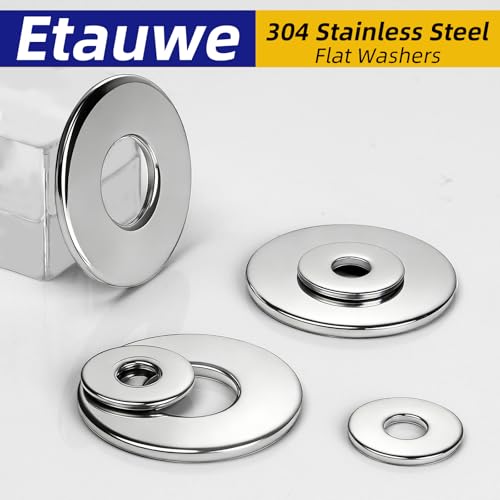 50-Piece 1/4" x 1" 304 Stainless Steel Flat Washers, Screws Washers and Repair Washers for Industrial, Automotive and Home Use - color: Silver, size: 1/4" x 1"