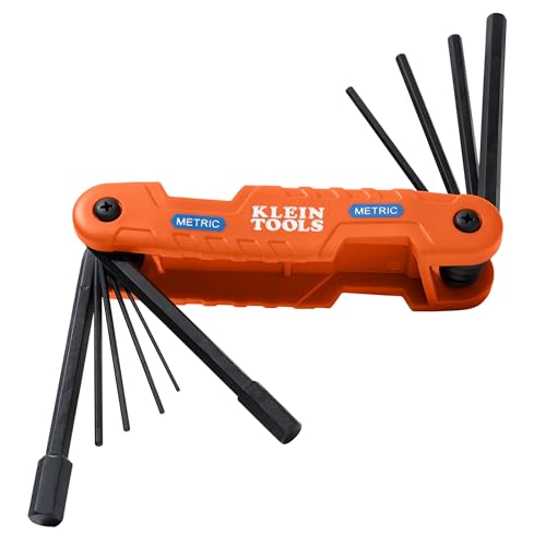 Klein Tools 70550M Pro Folding Hex Key Set, 10-Key Metric Sizes 1.5mm to 12mm, Industrial Strength Heat Treated Alloy Steel - style: 10-Key Metric