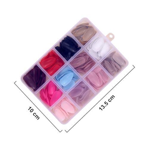 288Pcs Press On Nails Short Almond Fake Nails Solid Color False Nails Press Ons Set Full Cover Acrylic Glue on Nails Reusable Glossy Artificial Nail Kit for Women Girls Nail Art Decoration 12 Color - color: A003
