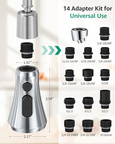 Mbillion Universal Polished Chrome Kitchen Faucet Head Replacement - color: Polished Chrome