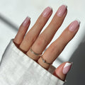 Glamnetic Press On Nails - Medium Square, Glossy Fake Nails 30 Pc Full Kit - color: 1B - Classy French