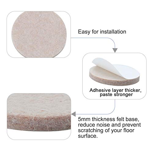 uxcell 24pcs Furniture Pads Round 1 3/8" Self-stick Non-slip Anti-scratch Felt Pads Table Floors Protector Beige