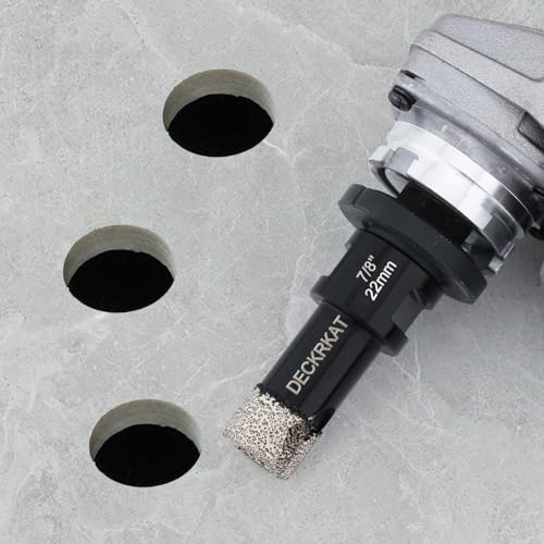Diamond Core Drill Bit Vacuum Brazed 7/8" 22mm Diamond Hole Saw with Flutes for Granite Quartz Hard Porcelain Tile with 5/8-11 Female Thread & 3/8" Hex Shank Adapter Fit Angle Grinders & Drills - size: 7/8”(22mm)