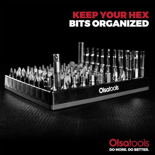 Olsa Tools Extra Large Hex Bit Organizer - Holds 120 Hex Bits - Magnetic Base Tool Organizer - Screwdriver Bit Holder for Shop and Garage - Durable Construction - Professional Grade - Part: 1784 - color: Black, size: XL - 1pc
