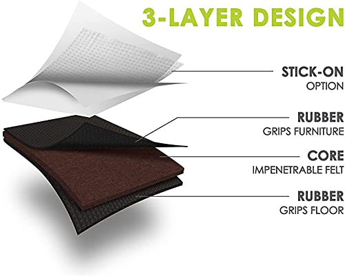 GorillaPads Non Slip Furniture Pads/Floor Gripping Pads (Set of 16 Grips) 2 Inch Square Floor Protectors for Under Furniture, Black, CB142-16 - size: 2" Square 16 Pack