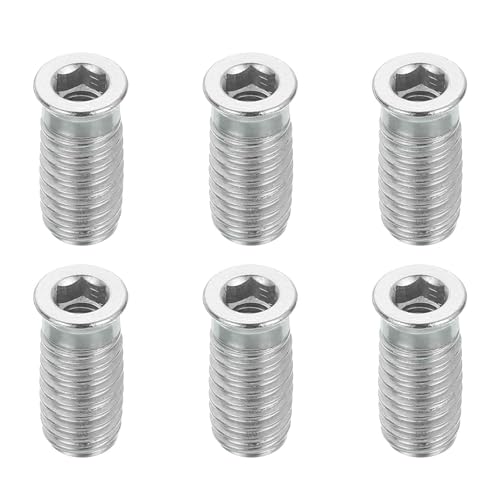 MECCANIXITY 6Pcs Threaded Inserts Nuts, M6x25mm Hex Socket Drive Nut Inserts for Wood - 304 Stainless Steel Screws Furniture Screw in Nuts Bolt Fastener Connector Wood - size: M6x25mm