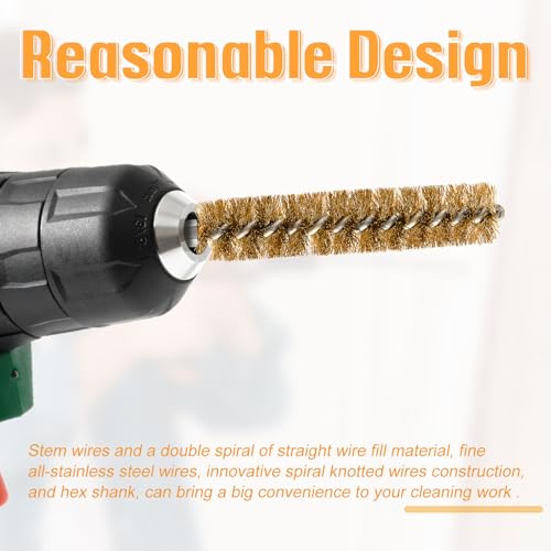 Geiserailie 5 Pieces Wire Bore Brush Drill Hex Shank, Copper - style: Copper